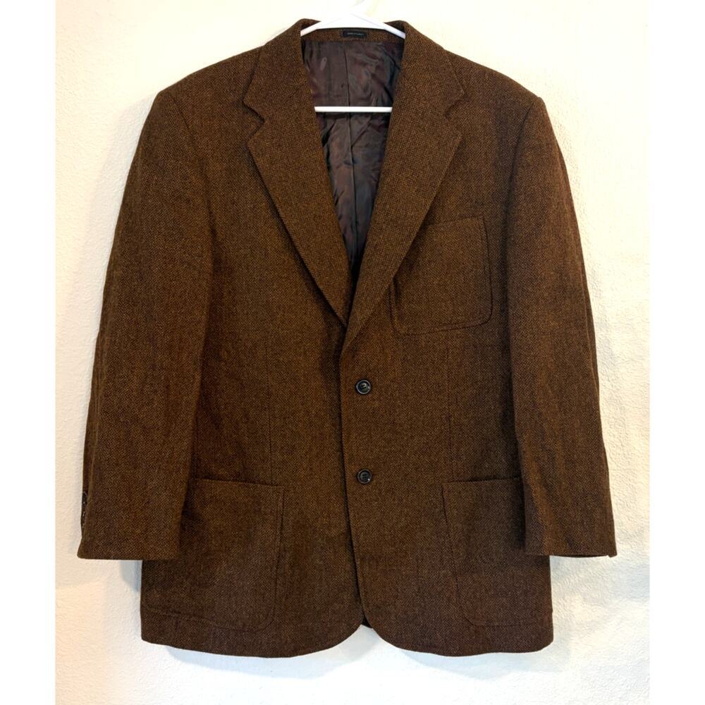 Express 100% Wool Brown Tweed Sport Coat Blazer Men's Size Large 42R Classic